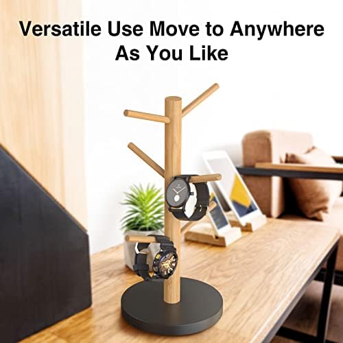 Wisuce Coffee Mug Holder with 6 Hooks, Bamboo Mug Tree Stand - Image 5