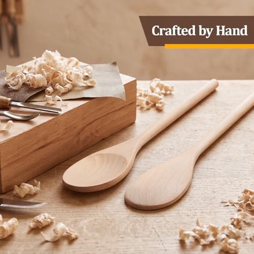 Cooking Wooden Spoons, MORGLES 3 Pcs 10'' Serving Spoons - Image 3
