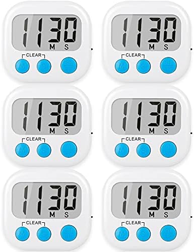 AOUCE Digital Kitchen Timers for Cooking, Timer for Kids 6 Pack White by AOUCE