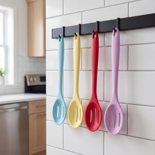 Small Silicone Slotted Spoons for Cooking, Heat Resistant Kitchen Serving Spoon - Image 7