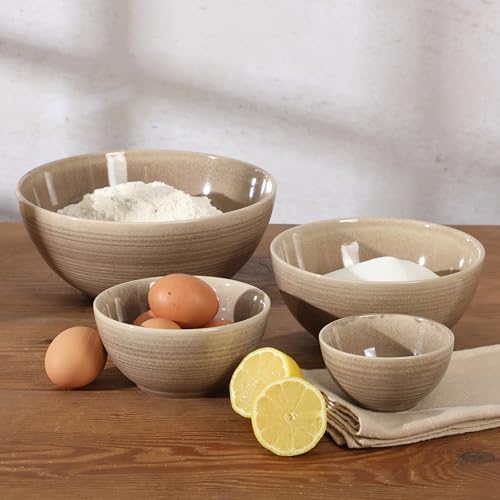 Gibson Elite Maple Grove 4-Piece Stoneware Nesting Bowl Set, Reactive Glaze - Image 6