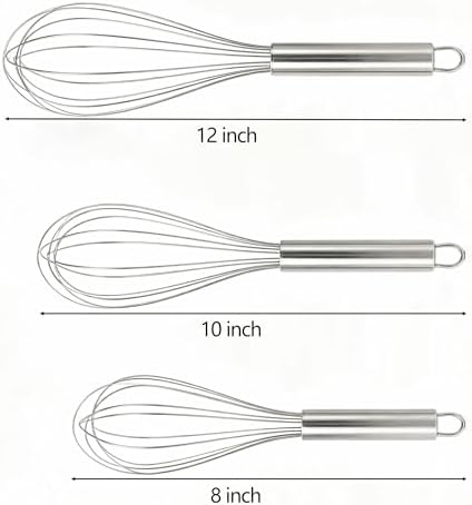 Stainless Steel Whisk Set, 3 Sizes Kitchen Whisks - Image 6