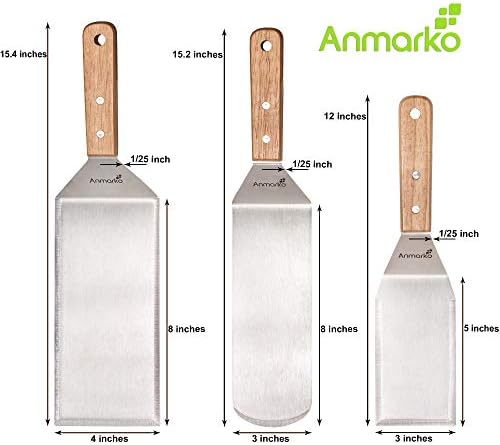 Metal Spatula Set Stainless Steel Hamburger Turner Griddle Flipper Scraper - Image 3