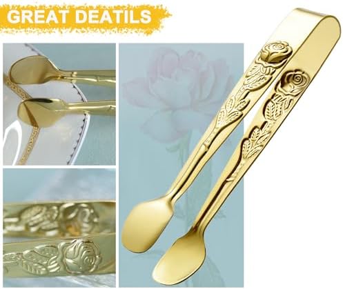 HINMAY 6PCS Mini Serving Tongs 5" Small Rose Appetizer Tongs - Image 4