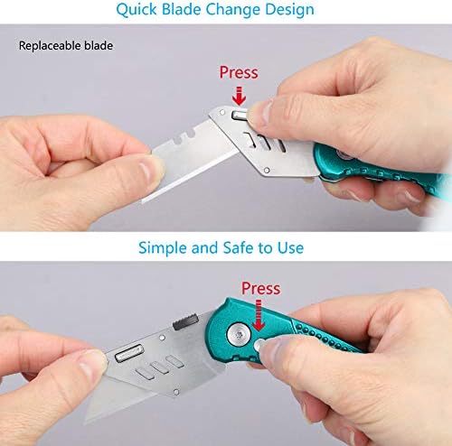 Vickay Folding Utility Knife, Heavy Duty Box Cutter, Razor Knife-Green - Image 6