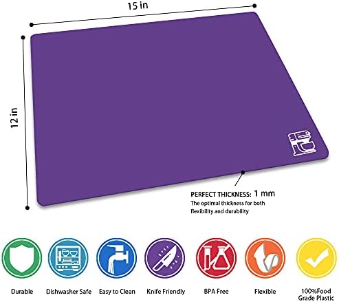 ZVP Flexible Plastic Cutting Board Set of 5 Gradient Color, Colorful Chopping - Image 3