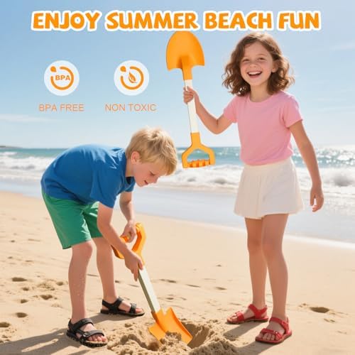 20” Long Sand Beach Shovels for Kids Heavy Duty Plastic Sand Scoops - Image 2