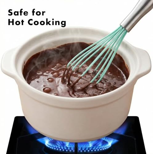 OYV 10-Inch Teal Silicone Whisk, Non-Scratch, 18/10 Stainless Steel Handle - Image 5
