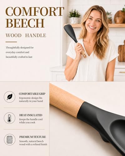 Astercook Cooking Spoon, 2 Pack, Nonstick Safe Silicone Spatula - Image 7