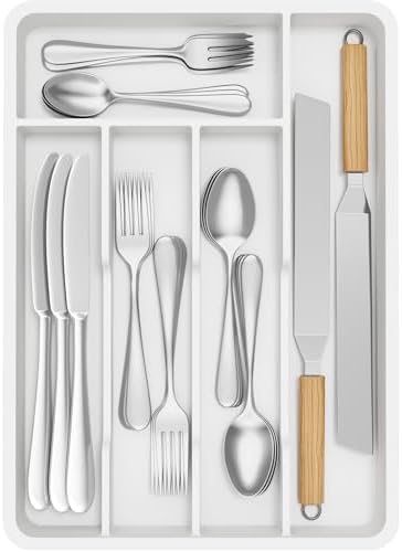 Lifewit Silverware Drawer Organizer Tray, Plastic Cutlery Storage by Lifewit