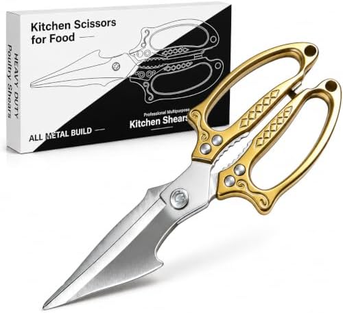 Premium Gold Kitchen Shears Heavy Duty, Stainless Steel Multipurpose Scissors by WCZYMX