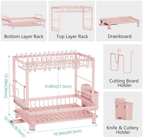 2-Tier Dish Drying Rack for Kitchen Counter, Space-Saving - Image 6