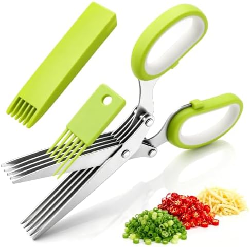 Herb Scissors with 5 Thickened Sharp Blades, Stainless Steel with Safety Cap by Unknown