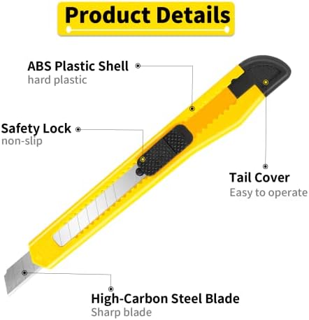 DIYSELF 8 Pack Box Cutter Retractable Utility Knife, 9mm Wide Blade - Image 3