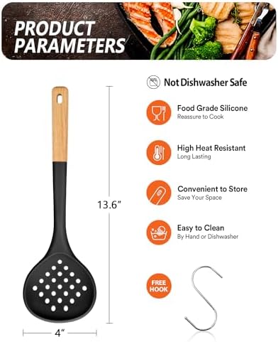 Badiano Silicone Kitchen Ladle Strainer, Large Slotted Spoon - Image 2