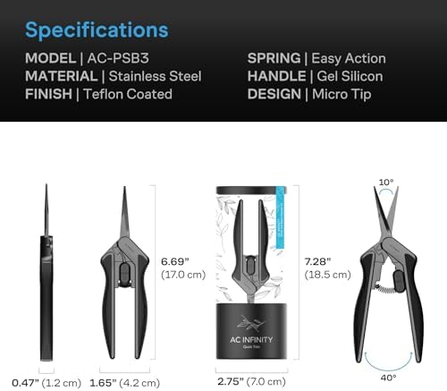 AC Infinity Ergonomic Pruning Shear 6.6”, Stainless Steel - Image 6