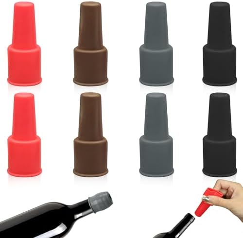 8Pcs Silicone Wine Stopper for Wine Bottles, Reusable Sparkling Wine Bottle by Unknown