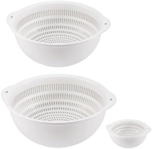 Colander Bowl Set of 2, Nesting Large Capacity Plastic Food Strainer by Lumumix