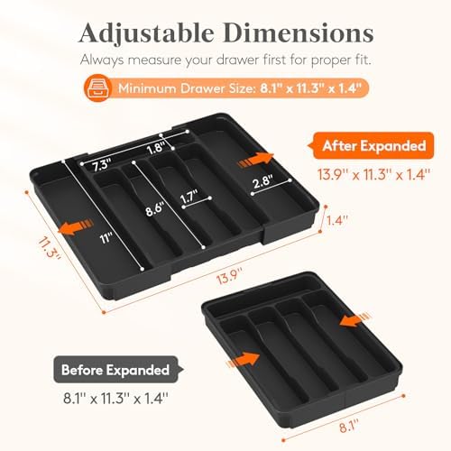 Lifewit Silverware Organizer for Drawer, Expandable Utensil Tray - Image 2