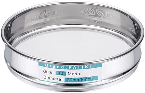 PATIKIL 40 Mesh Lab Sieve, 7.9" Diameter Sifting Screen 304 Stainless Steel by PATIKIL