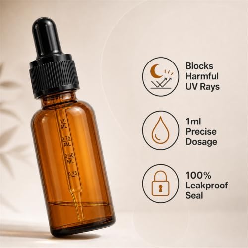 PrettyCare 99 Pack 1 oz Amber Glass Dropper Bottles - Image 2