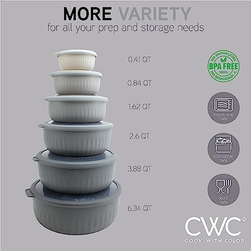 COOK WITH COLOR Prep Bowls with Lids- Wide and Deep Nesting Plastic Small - Image 4
