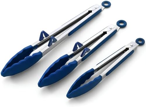 Kitchen Tongs for Cooking with Silicone Tips, 3 Size Serving Tongs by TOWINGO