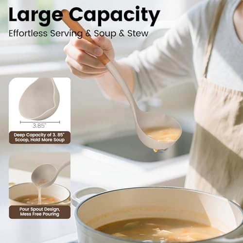 Silicone Soup Ladle Spoon, Kitchen Soup Cooking Spoons Set, Large Spaghetti - Image 2