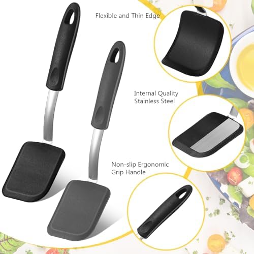 2Pcs Mini Silicone Cookie Brownie Spatula, Solid Flat - Image 3