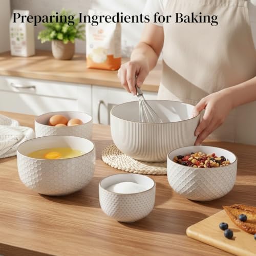 GBhome Ceramic Mixing Bowls Set of 4, Stoneware Nesting Serving Bowls - Image 6