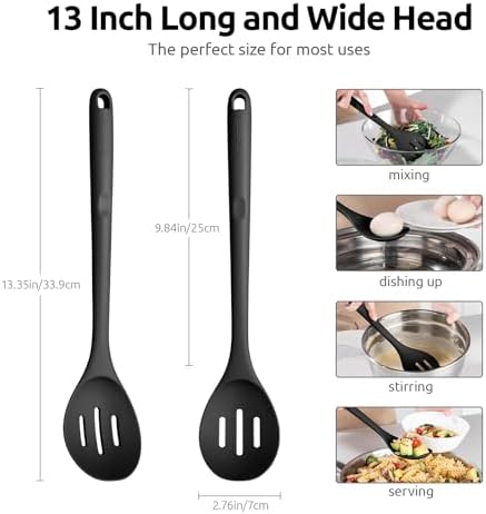 U-Taste Silicone Slotted Spoon, 13.3" Long Large Mixing Spoon - Image 2