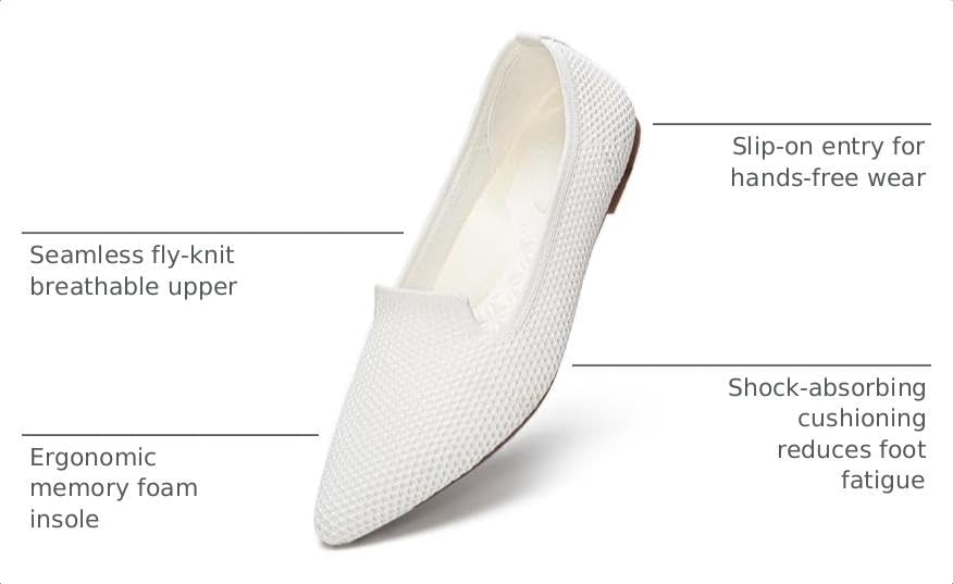 HONHOLD Women's Pointed Toe Flats Breathable Knit Ballet Flats - Image 3