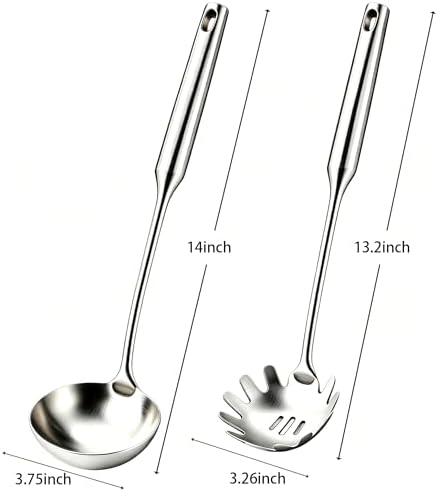 Stainless Steel Pasta Server and Cooking Spoon, Large Soup Ladle, Spaghetti - Image 3