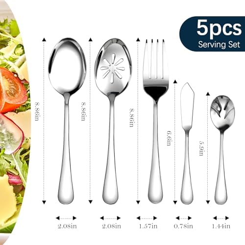 Silverware Set for 8 with Serving Utensils, Stainless Steel Flatware Cutlery - Image 5
