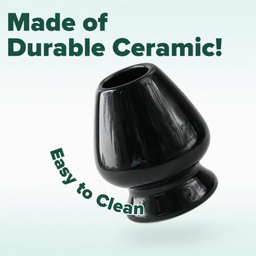 Aprika Life Matcha Whisk Holder Black, Ceramic Chasen Stand - Image 3