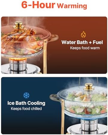 VEVOR Chafing Dish Buffet Set, 5 Qt 4 Pack, Stainless Steel Chafer - Image 2