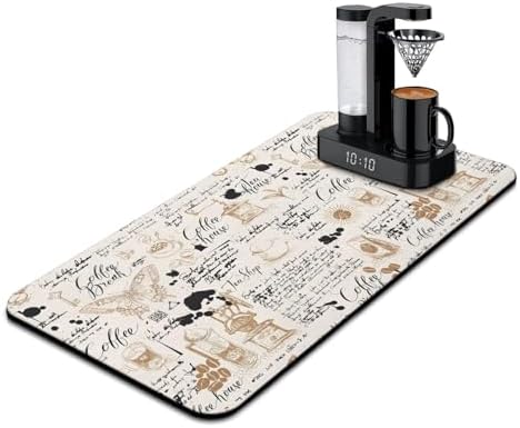 Coffee Mat 17inx31.5in, Coffee Bar Mat by Kuyig+Home
