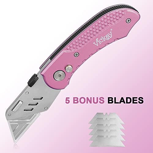 Vickay Folding Utility Knife, Heavy Duty Box Cutter, Razor Knife-Pink - Image 6