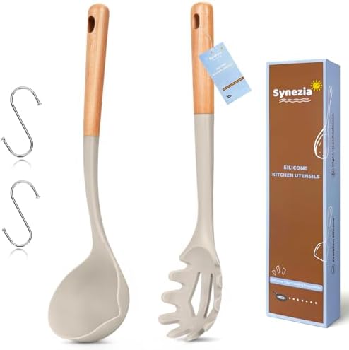 Silicone Soup Ladle Spoon, Kitchen Soup Cooking Spoons Set, Large Spaghetti by Synezia