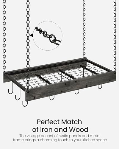 CHOEZON Hanging Pot Rack, Ceiling Mounted Pot Hanger, Vintage Pot Rack - Image 6
