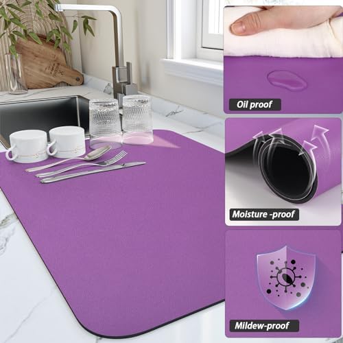 HotLive Dish Drying Mat for Kitchen Counter, Heat Resistant Drainer Mats - Image 3