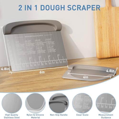 2 IN 1 Upgrade Bench Scraper, Dough Scraper, Stainless Steeel - Image 2