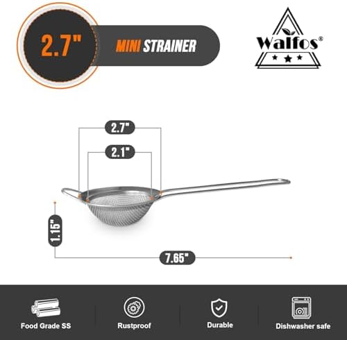 Walfos Mini Fine Mesh Tea Strainer, Stainless Steel Small Sifter - Image 3