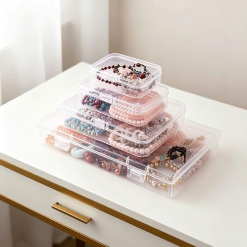 24 Pieces Mixed Sizes Rectangular Empty Mini Clear Plastic Organizer Box - Image 3