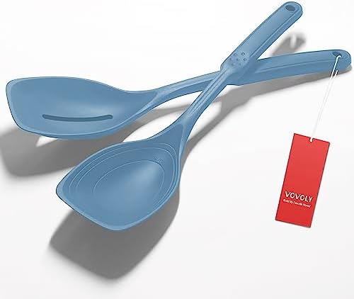 Large Silicone Cooking Spoon, Deep bowl & Measurement Mark, Starry Blue by VOVOLY