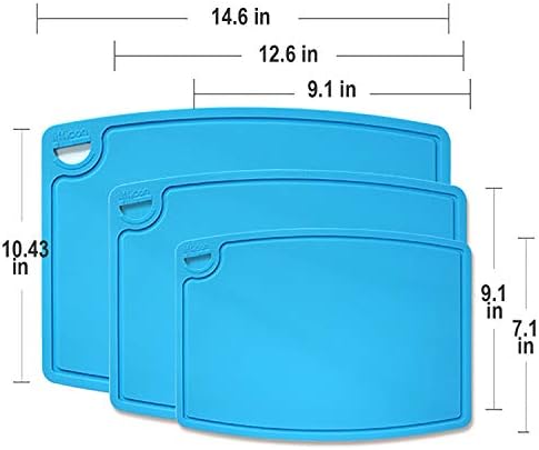 Liflicon Silicone Thick Cutting Boards Mats Set of 3pcs Foldable & Flexible - Image 2