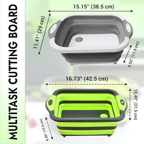 SSKT Pack of 2 Collapsible Cutting Board – Multifunctional Kitchen Sink Tub - Image 2