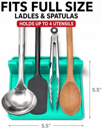 2 Pack Aqua Green Silicone Spoon Rest - Image 2