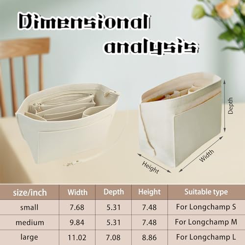 Lckaey Organizer Insert For Long Champ Le Pliage Purse organizer Premium Felt - Image 2