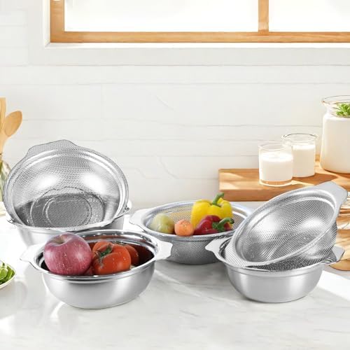 Stainless Steel Colander for Kitchen, 2.5QT Rice Washer Strainer - Image 6